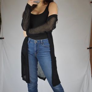 Fishnet cardigan with pockets